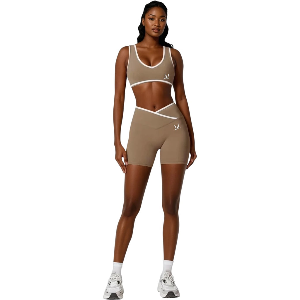 The Contrast Sports Bra & V-Line Shorts