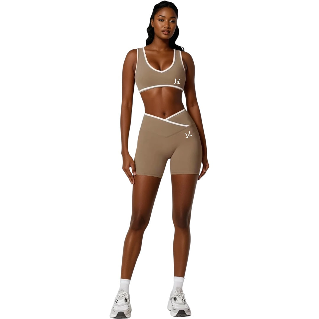 The Contrast Sports Bra & V-Line Shorts