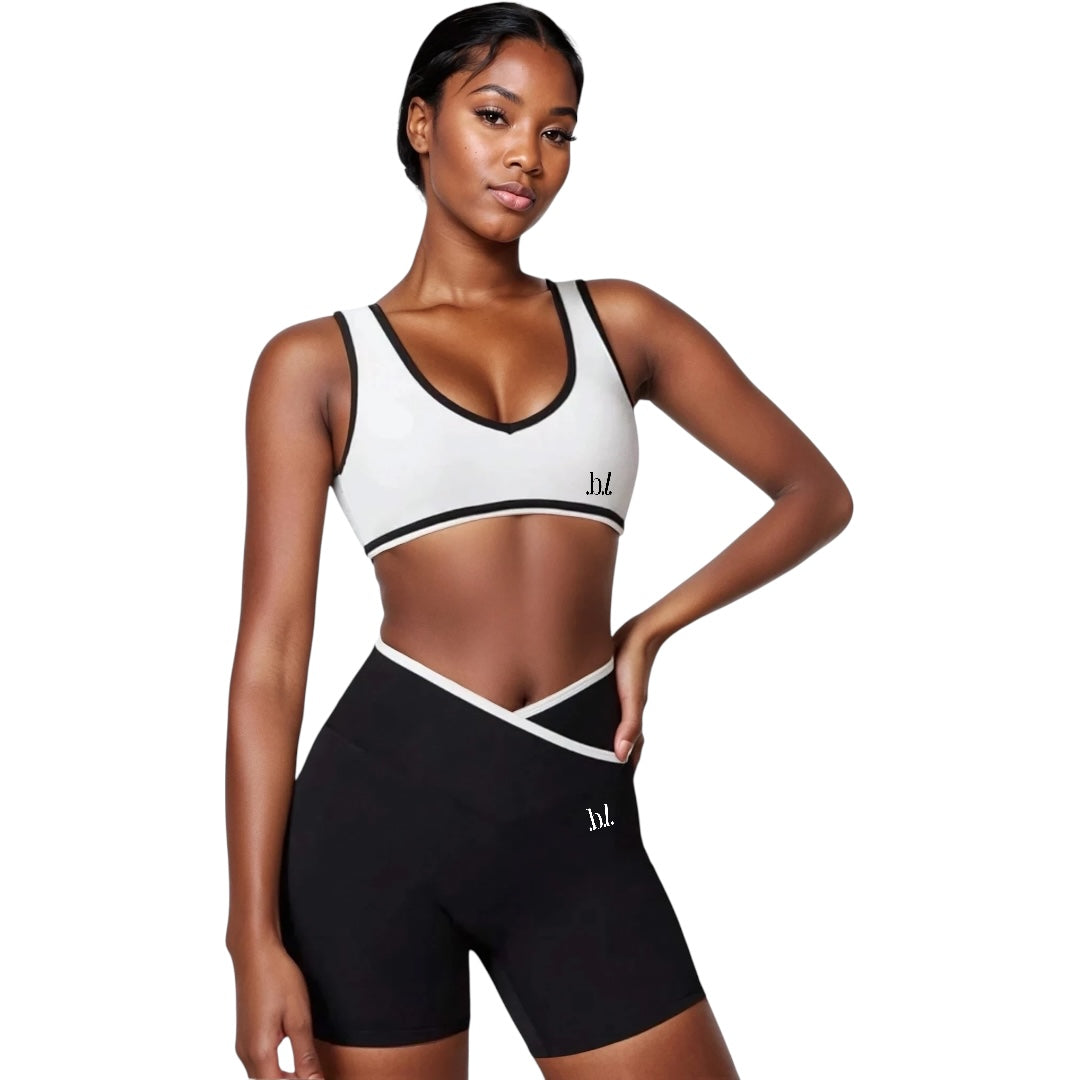 The Contrast Sports Bra & V-Line Shorts