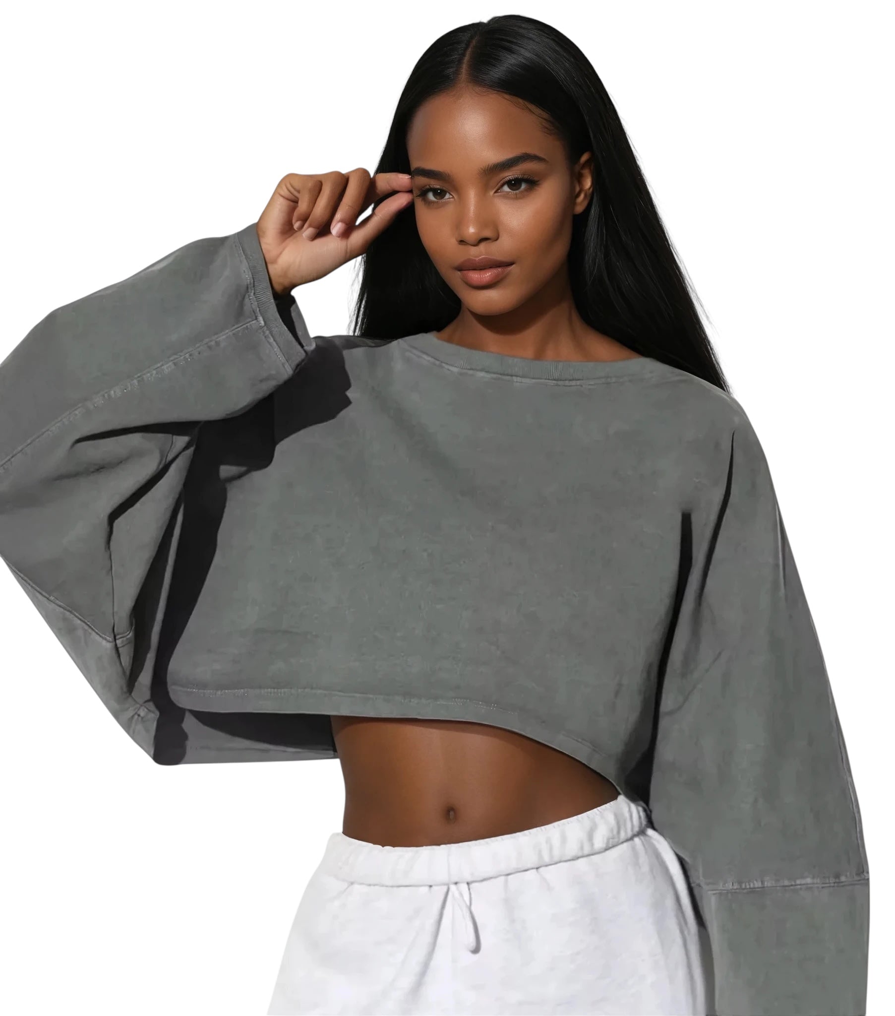 The Long Sleeve Oversized Crop Top
