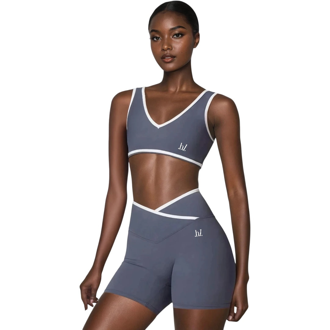 The Contrast Sports Bra & V-Line Shorts