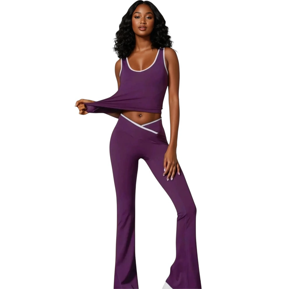 The Contrast Sports Bra & V-Line Pants Set