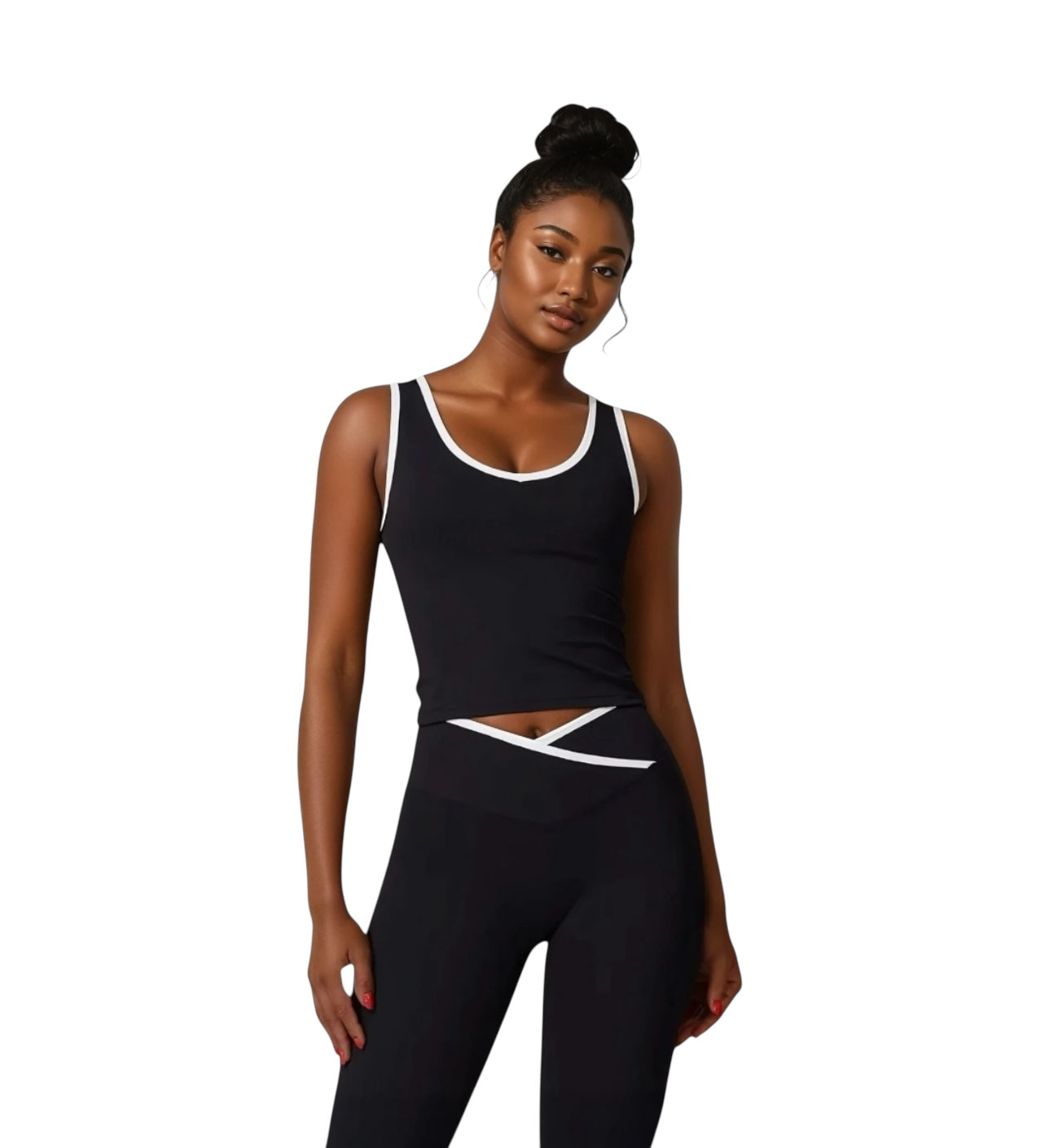 The Contrast Sports Bra & V-Line Pants Set