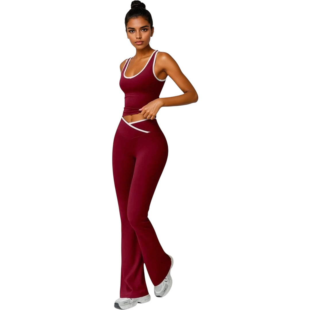 The Contrast Sports Bra & V-Line Pants Set