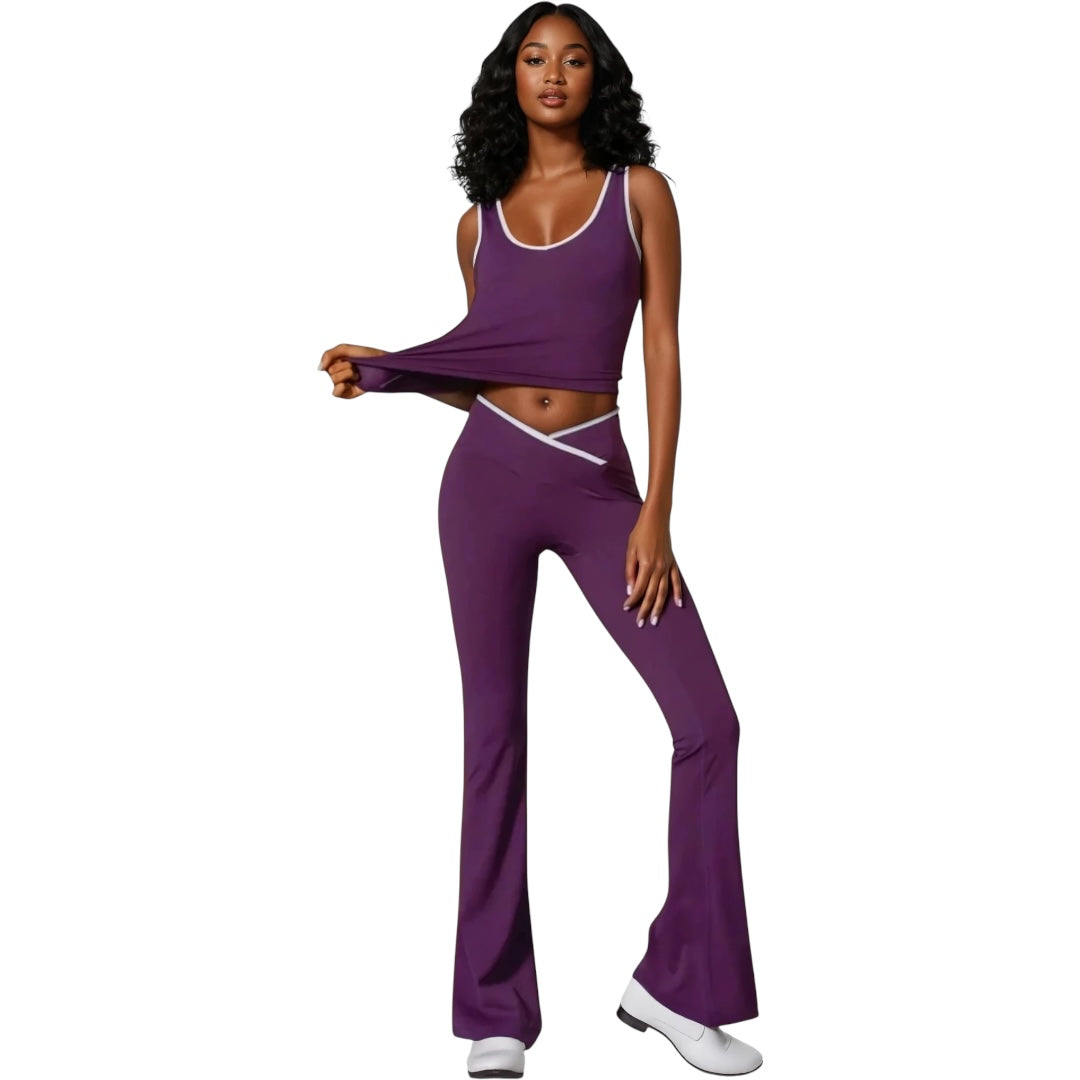 The Contrast Sports Bra & V-Line Pants Set