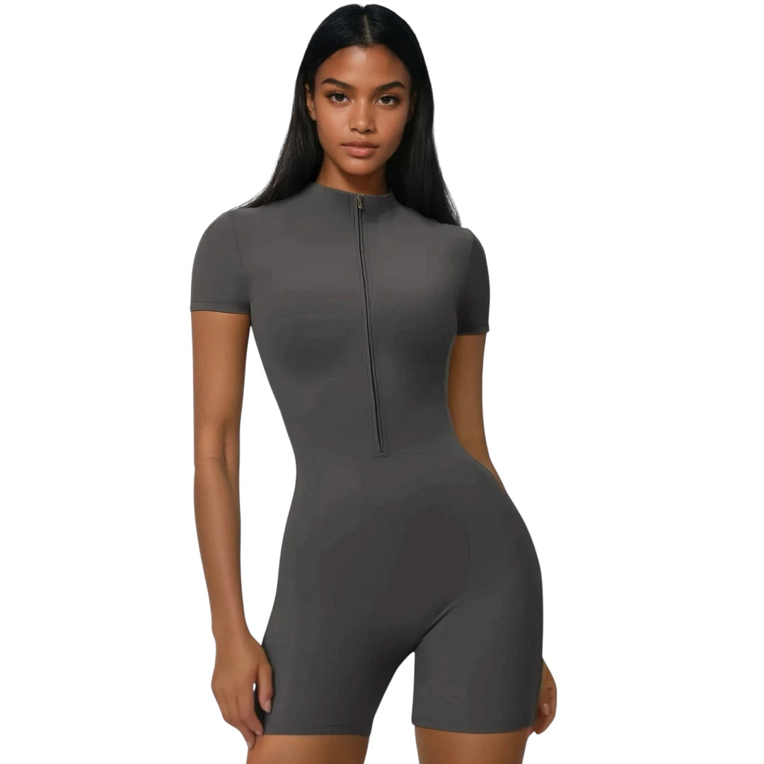 The Half-Zip Bodysuit in Shorts